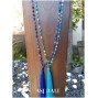 full agate stone beads tassels necklaces blue turquoise color